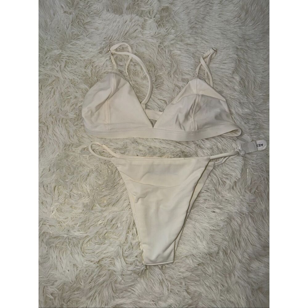 AEXAE white bikini set 2 piece size M top size S bottom new